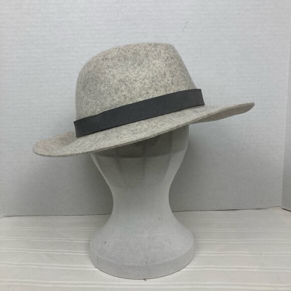 Yellow 108 Fedora Hat Unisex L Heathered Gray Wool Felt Wide Brim Ribbon Trim main image 6
